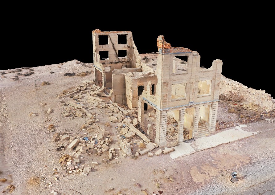 preserving history with 3d model of Rhyolite bank